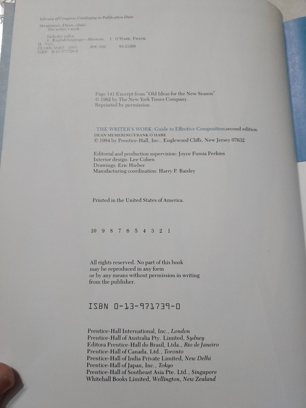 The Writer's Work :Guide to Effective Composition 2nd ED. Memering (1984) HZ16 gallery