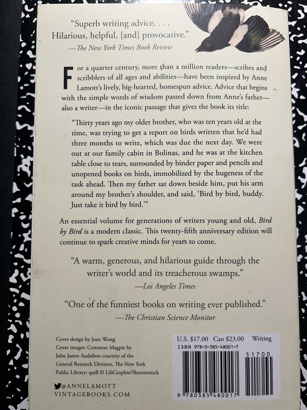Bird by Bird : Some Instructions on Writing and Life by Anne Lamott (1995, Trade gallery