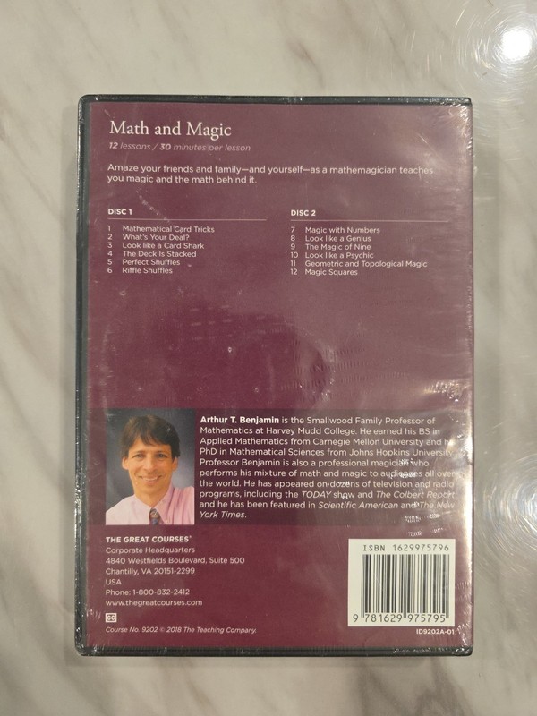 The Great Courses Math and Magic Arthur T. Benjamin DVD + Guidebook New/Sealed gallery