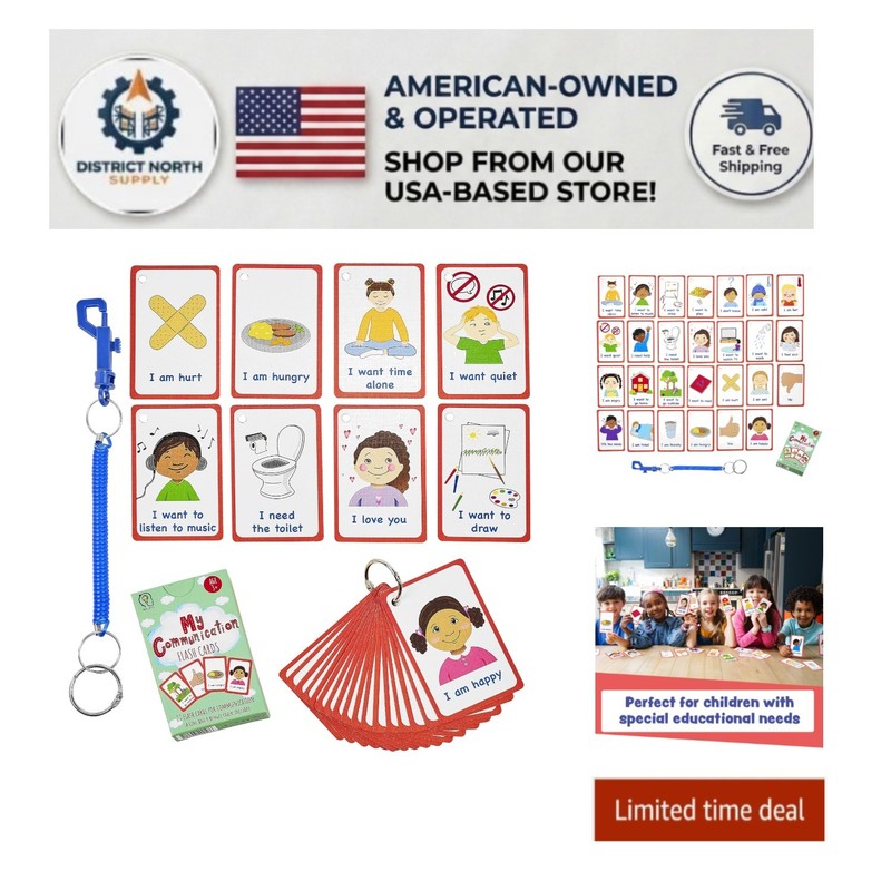 Portable Communication Cards for Non-Verbal Children – 27 Illustrated Flashcards
