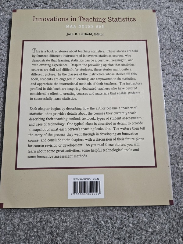 Maa Notes Ser.: Innovations in Teaching Statistics by Joan B. Garfield (Trade... gallery
