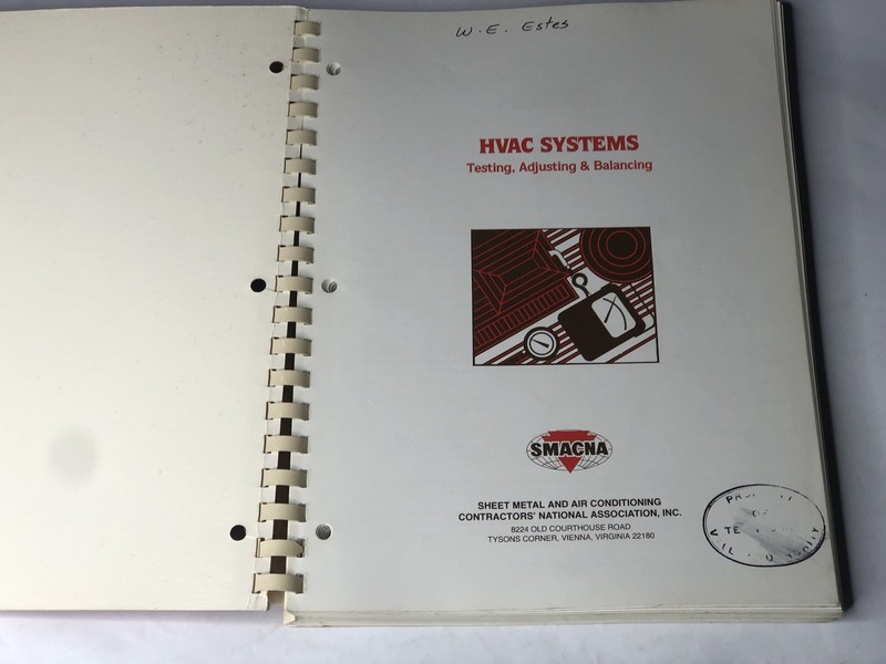 HVAC SYSTEMS Testing, Adjusting & Balancing by SMACNA 1983 First Ed. paperback gallery