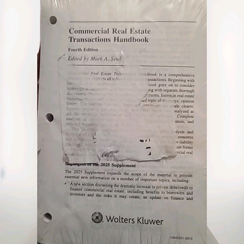 Commercial Real Estate Transactions Handbook 4th Edition Retails For $3,995