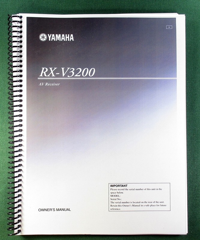Yamaha RX-V3200 Instruction Manual: 88 Pages & Protective Covers!