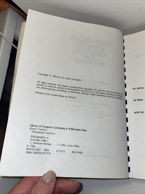 THERAPEUTIC EXERCISE: FOUNDATIONS AND TECHNIQUES By Kisner & Colby 1st Ed K6 gallery