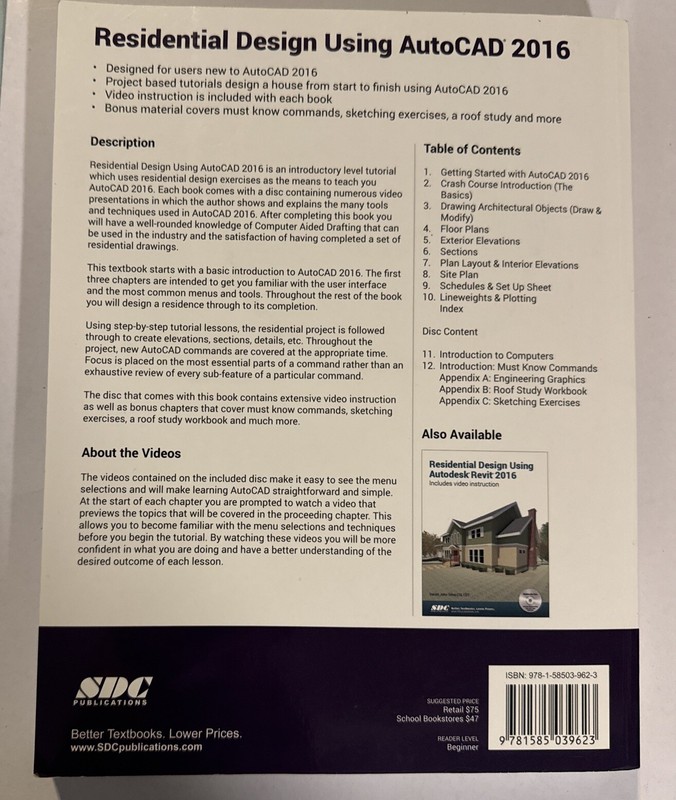 Residential Design Using AutoCAD 2016 - Daniel John Stine W/cd Video Instruction gallery