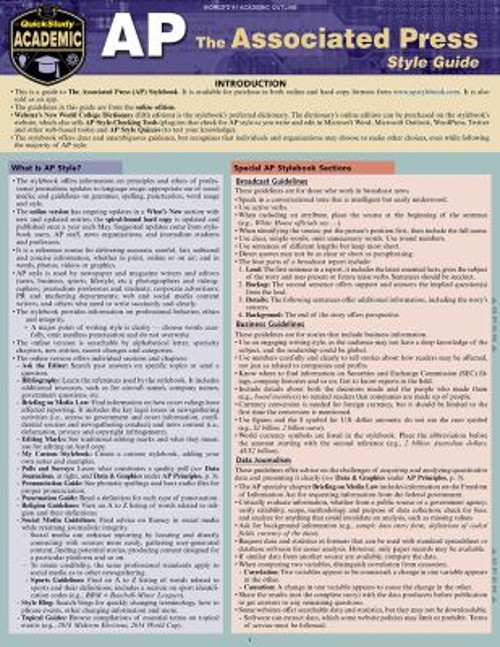 AP – Associated Press Style Guide : A QuickStudy Laminated Refere