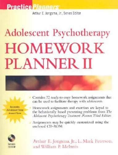 Adolescent Psychotherapy Homework Planner II by Arthur E Jongsma: Used
