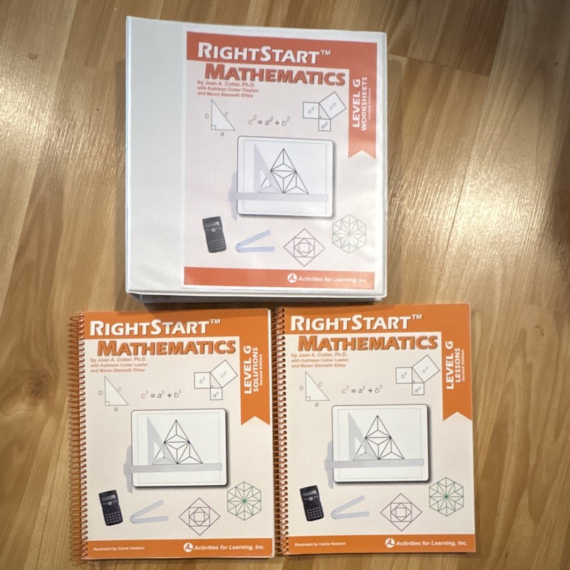 RightStart Mathematics Level G Worksheets Binder Set w/ Lesson Books Revised