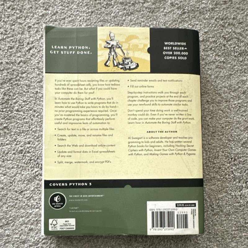 Automate the Boring Stuff with Python Al Sweigart Paperback Beginner Programming gallery